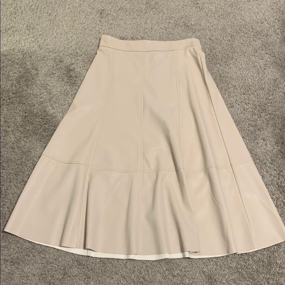Banana Republic leather Cream Midi A-Line Skirt